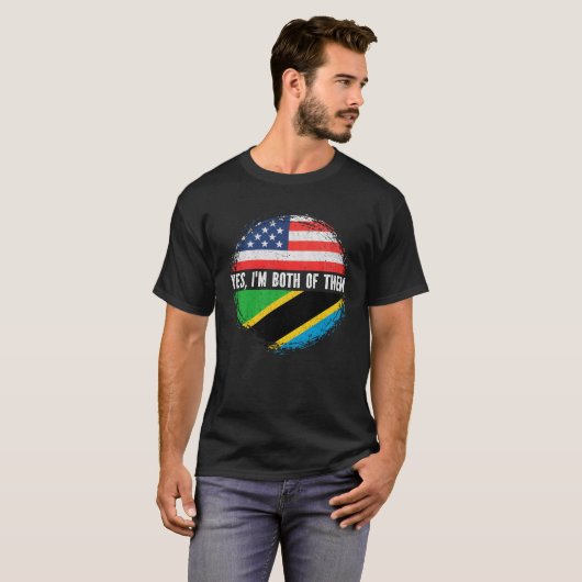 Half-Amerikaanse halve Tanzaniaanse vlag Tanzania T-shirt (Voorkant volledig)