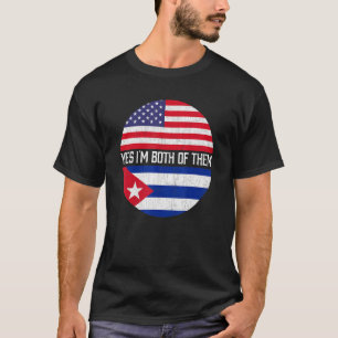 Half-Amerikaanse helft Cubaanse VS vlag familie er T-shirt