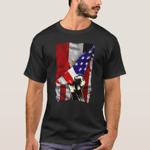 Half Amerikaanse vlag Egyptische ROOTS USA Vlag Eg T-shirt