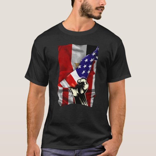 Half Amerikaanse vlag Egyptische ROOTS USA Vlag Eg T-shirt (Voorkant)