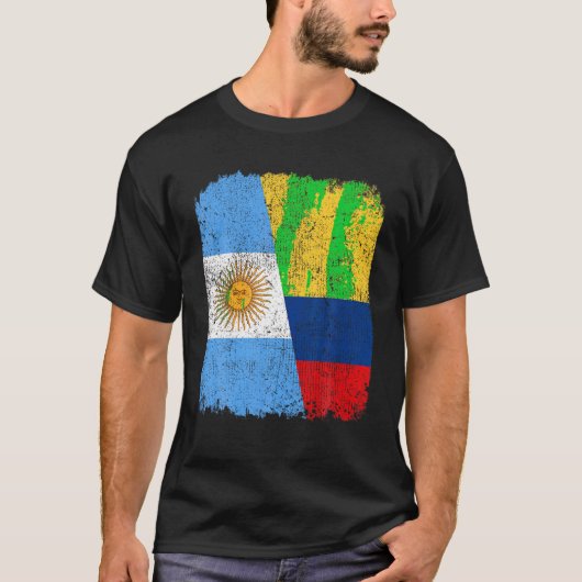 Half Argentijns Half Colombiaans Vlag Erfgoed Prid T-shirt (Voorkant)