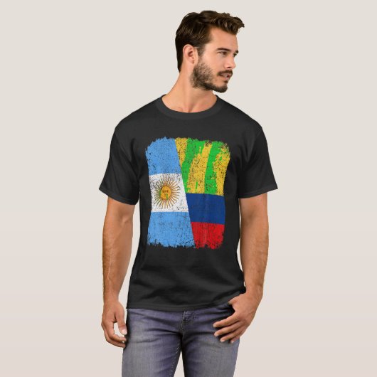 Half Argentijns Half Colombiaans Vlag Erfgoed Prid T-shirt (Voorkant volledig)