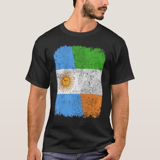 Half Argentijns Half Ierse vlag Erfgoed Pride Ro T-shirt (Voorkant)