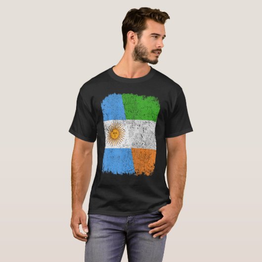 Half Argentijns Half Ierse vlag Erfgoed Pride Ro T-shirt (Voorkant volledig)