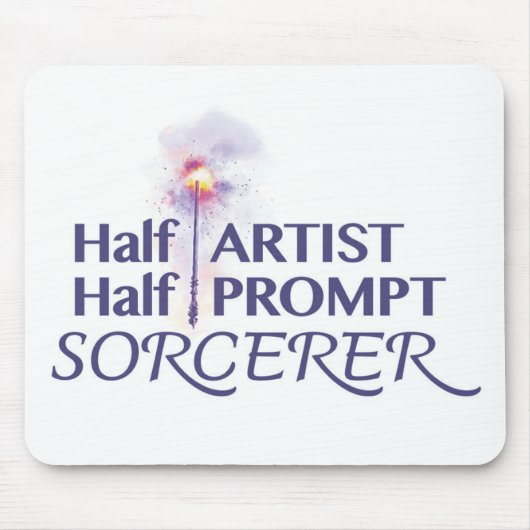 Half artiest half prompt tovenaar muismat (Voorkant)