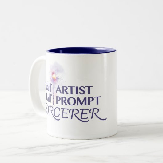 Half artiest half prompt tovenaar tweekleurige koffiemok (Voorkant links)