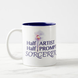 Half artiest half prompt tovenaar tweekleurige koffiemok