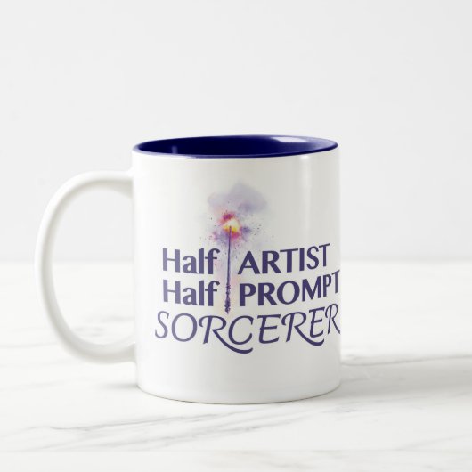 Half artiest half prompt tovenaar tweekleurige koffiemok (Links)