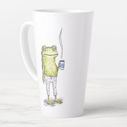 Half Asleep In Frog Pajamas Latte Mok (Linkerhoek)