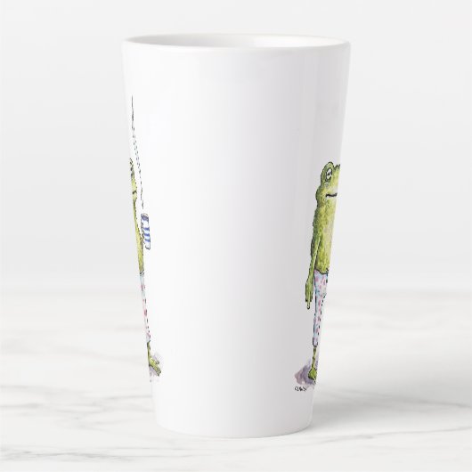 Half Asleep In Frog Pajamas Latte Mok (Voorkant)