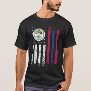 Half Belizean Half-Amerikaanse vlag Belize VS vlag T-shirt