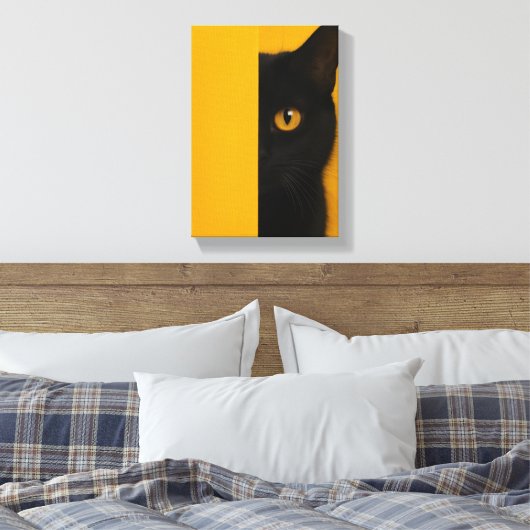 Half-Black Cat Minimalist Canvas Art (Insitu (Slaapkamer))