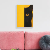 Half-Black Cat Minimalistische Canvas Kunst (Insitu (Woonkamer))