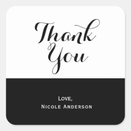 Half Black White & Chic Elegant Trouwfavoriet Vierkante Sticker