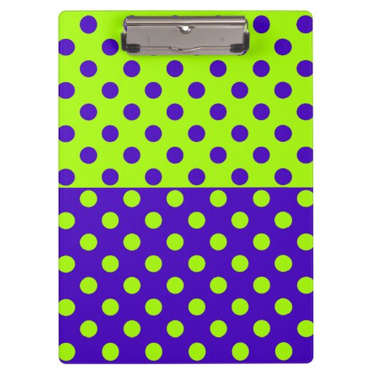 Half blauw en groene polka stippen klembord (Voorkant)