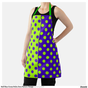 Half blauw en groene polka stippen schort