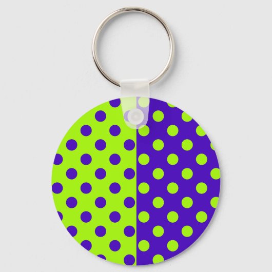 Half blauw en groene polka stippen sleutelhanger (Voorkant)