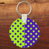Half blauw en groene polka stippen sleutelhanger (Voorkant)