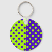 Half blauw en groene polka stippen sleutelhanger (Achterkant)