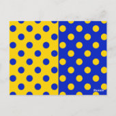 Half Blauw Geel Polka Dots Patroon Ontwerp Briefkaart (Achterkant)