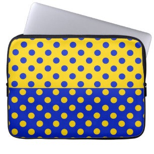 Half Blauw Geel Polka Dots Patroon Ontwerp Laptop Sleeve