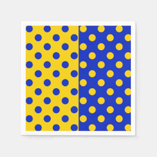 Half Blauw Geel Polka Dots Patroon Ontwerp Servet