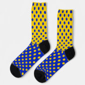 Half Blauw Geel Polka Dots Patroon Ontwerp Sokken (Links)