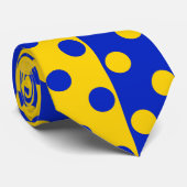 Half Blauw Geel Polka Dots Patroon Ontwerp Stropdas (Opgerold)