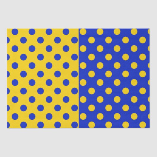 Half Blauw Geel Polka Dots Patroon Ontwerp Tissuepapier (Voorkant)