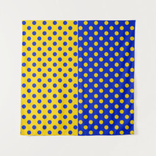 Half Blauw Geel Polka Dots Patroon Ontwerp Wandkleed