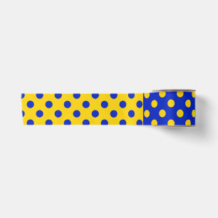 Half blauw geel polka stippen patroon ontwerp satijnen lint