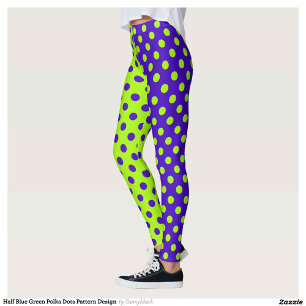 Half Blauw Groen Polka Dots Patroon Design Leggings