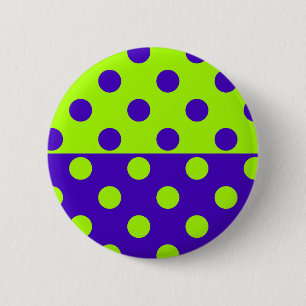 Half Blauw Groen Polka Dots Patroon Design Ronde Button 5,7 Cm