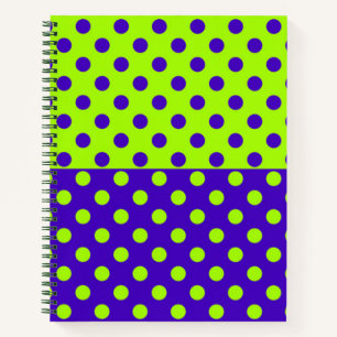 Half blauw groene polka stippen patroonontwerp  notitieboek