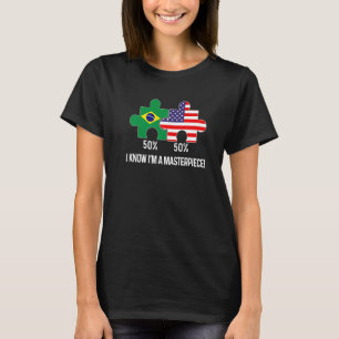 Half Braziliaanse Half Amerikaanse Vlag Gecombinee T-shirt