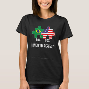 Half Braziliaanse halve Amerikaanse vlag gecombine T-shirt