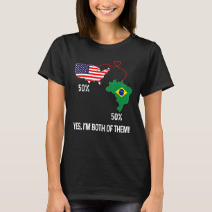Half Braziliaanse halve Amerikaanse vlag gecombine T-shirt