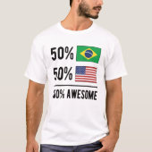Half Brazilian Half American Flag Brazil USA T-shirt (Voorkant)