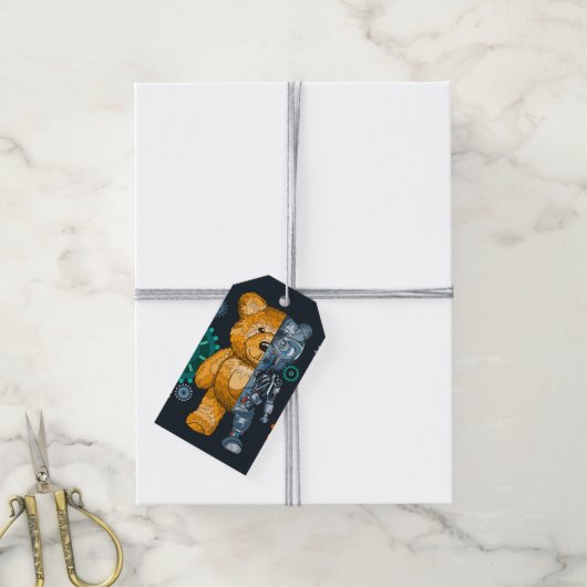Half bunny robot cadeaulabel (Met Touw)