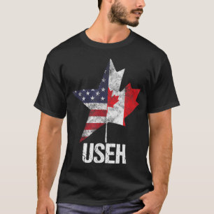 Half Canada American USEH Canada USA Flag United T-shirt