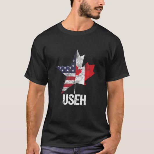 Half Canada American USEH Canada USA Flag United T-shirt (Voorkant)