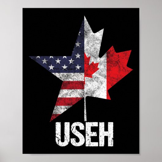 Half Canadaans Amerikaanse vlag Canada VS Verenigd Poster (Voorkant)