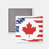 Half Canadees Amerikaans: Canada USA Maple Leaf Vl Magneet (Voorkant / Achterkant)