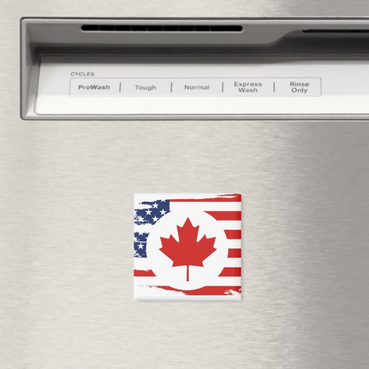 Half Canadees Amerikaans: Canada USA Maple Leaf Vl Magneet (Insitu (Vaatwasser))