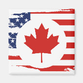 Half Canadees Amerikaans: Canada USA Maple Leaf Vl Magneet (Voorkant)