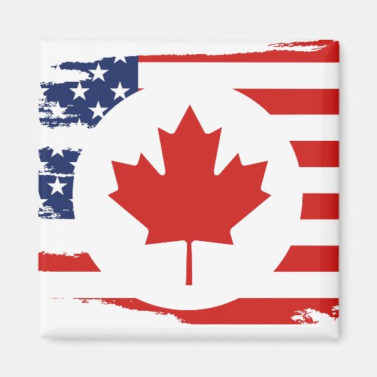 Half Canadees Amerikaans: Canada USA Maple Leaf Vl Magneet (Voorkant)