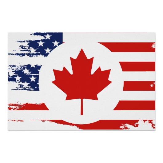 Half Canadees Amerikaans: Canada USA Maple Leaf Vl Perfect Poster (Voorkant)