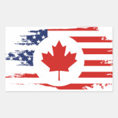 Half Canadees Amerikaans: Canada USA Maple Leaf Vl Rechthoekige Sticker (Voorkant)