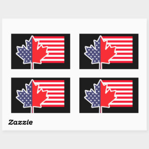 Half Canadees Amerikaans: Canada USA Maple Leaf Vl Rechthoekige Sticker
