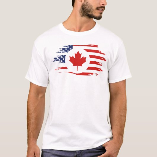 Half Canadees Amerikaans: Canada USA Maple Leaf Vl T-shirt (Voorkant)